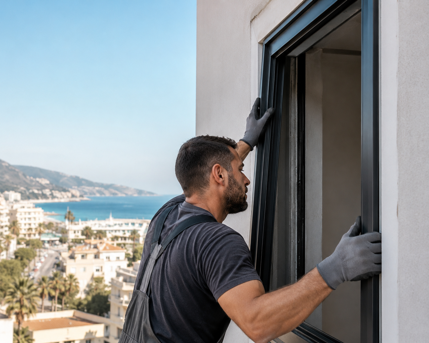 Instalación de ventana de aluminio frente al mar en Málaga